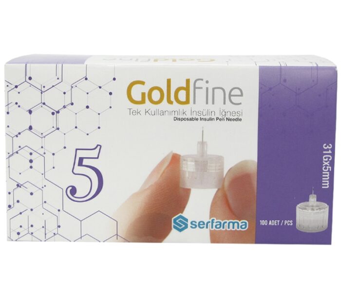 خرید-و-قیمت-سر-سوزن-قلم-انسولین-گلد-فاین-سایز-5-گیج-31- سر سوزن قلم انسولین گلد فاین Goldfine سایز 5 گیج 31 بسته 100 عددی - Image 1