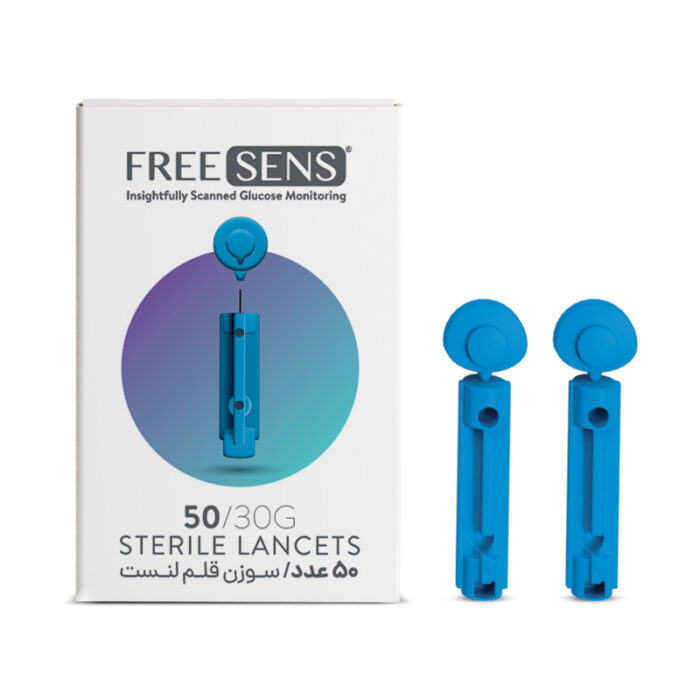 free sense lancet سوزن لنست چهار پر تست قند خون فری سنس FREESENS بسته 50 عددی انقضا ۲۰۲۷/۰۸ - Image 1