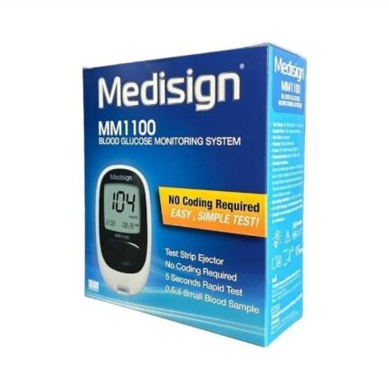 دستگاه تست قند خون مدیساین مدل MM-1100 همراه با 10 نوار با انقضای 2026/12